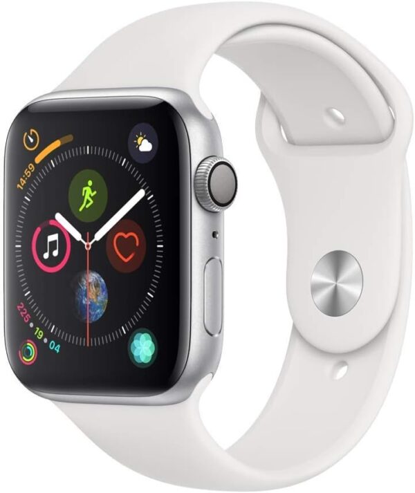 Apple Watch Series 4 (GPS, 44mm) - Silver Aluminium Case with White Sport Band (Renewed) - Image 2