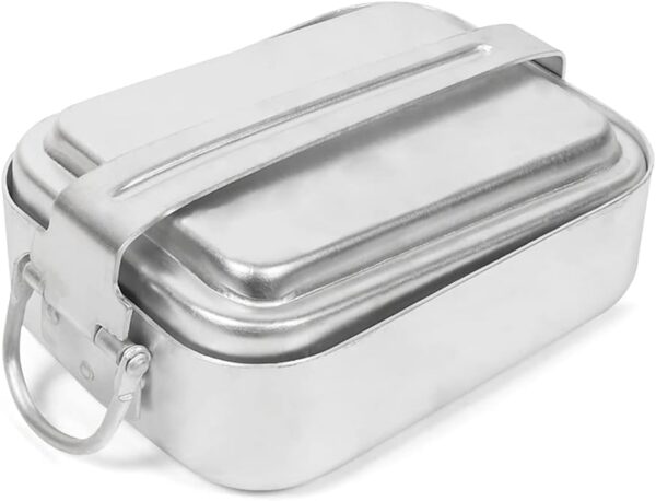 Lixada Outdoor Mess Tin Kit Mess Tin with Handle Aluminum Mess Kit Camping Cookware Set Lunch Box Food Container with Lid - Image 5