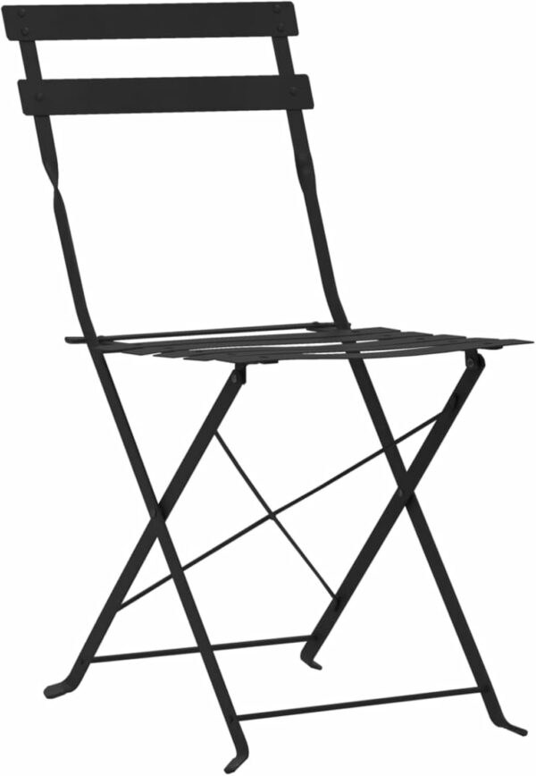 Homgoday 3-Piece Bistro Set Garden Furniture Set Chairs and Table Balcony Set Dining Set Garden Set for Garden Patio Yard Balcony Steel Black - Image 7