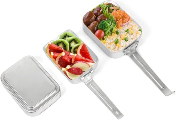 Lixada Outdoor Mess Tin Kit Mess Tin with Handle Aluminum Mess Kit Camping Cookware Set Lunch Box Food Container with Lid - Image 3
