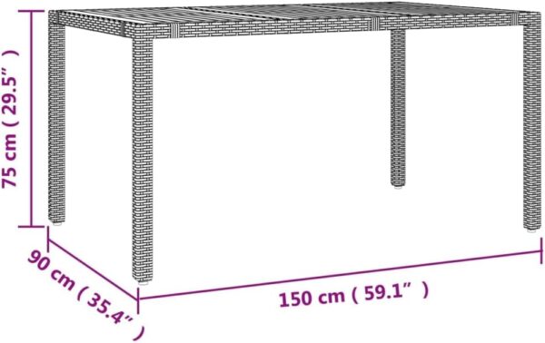 NQJIBUE Item-7 Piece Garden Dining Set Grey Poly Rattan&Solid Wood Acacia,Outdoor Outdoor Furniture Sets - Image 10