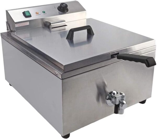 TAIMIKO 30L Electric Deep Fryer Fat Chip Fry Single Tank Commercial Stainless Steel Chip Fryer Countertop 3000W Oil Easy Clean French fries,50~200 ° C - Image 5