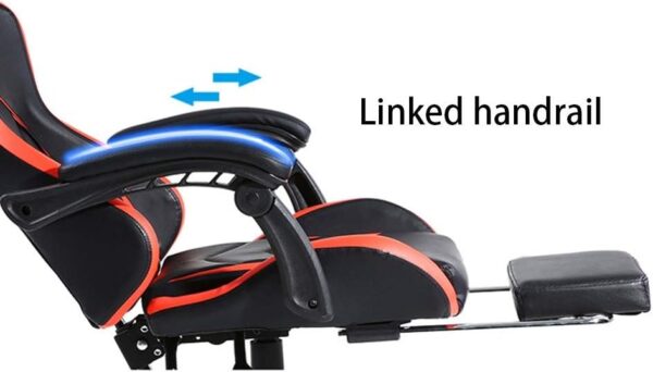 E-sports Chair, Racing Style Gaming Chair Ergonomics with Footrest Reclining Lazy Game Seat with Headrest and Massage Lumbar Pillow (Color : Black white) - Image 7