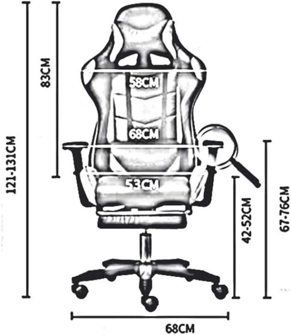 E-sports Chair, Racing Style Gaming Chair Ergonomics with Footrest Reclining Lazy Game Seat with Headrest and Massage Lumbar Pillow (Color : Black white) - Image 3