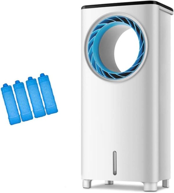 Portable Air Conditioner Fan Evaporative Cooler Portable Air Conditioner Fan 3 Speed With Remote Control Conditioner Humidifier Misting Fan For Home Office Bedroom(White+ Blue) - Image 2