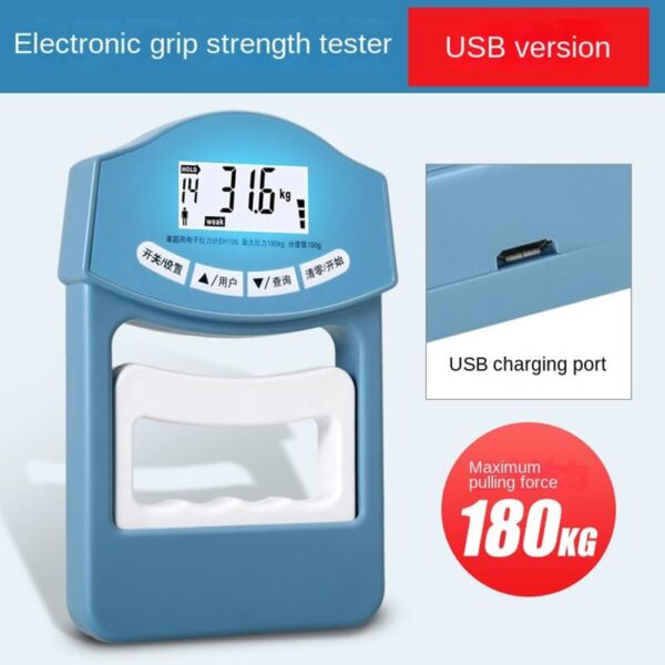 Yopeissn Digital Hand Dynamometer Grips Strength Trainer Blue Plastic For Sport Home School - Image 4