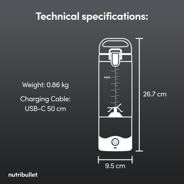 nutribullet Portable Blender in Collaboration with McLaren Formula 1 Team - Papaya - Leak Proof To-Go Lid - Powerful Extractor Blade - USB-C Charging - 15+ Blending Cycles - Juices & Smoothies - Image 7