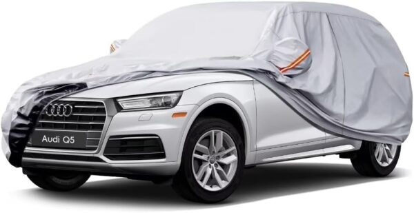 GUNHYI 6 Layers Heavy Duty Suv Car Cover Waterproof 100%, Custom Fit For Audi Q5(2008-2024), All Weather Outdoor Car Cover Sun Rain Dust Protection, With Zip And Cotton Lined, Silver - Image 2