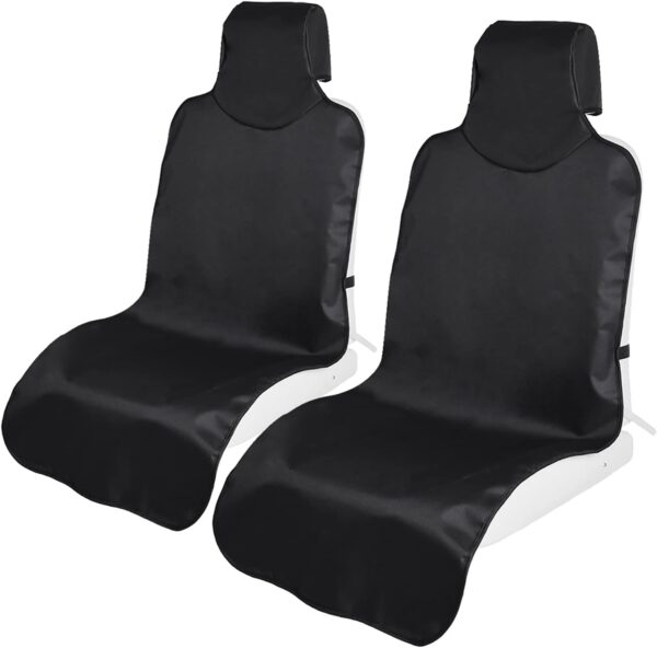 TANYOO Waterproof Car Seat Covers, 2 Pieces Waterproof Nylon Seat Cover, Heavy Duty Black Front Seat Cover, Universal Cover for Most Car (Black) - Image 2