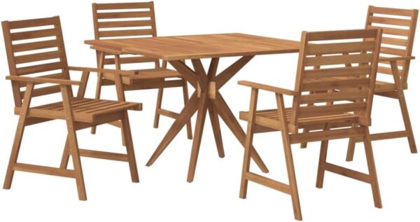 GCHDHAPB Home-Outdoor Home-Outdoor Furniture Sets,5 Piece Garden Dining Set Solid Wood Acacia - Image 3