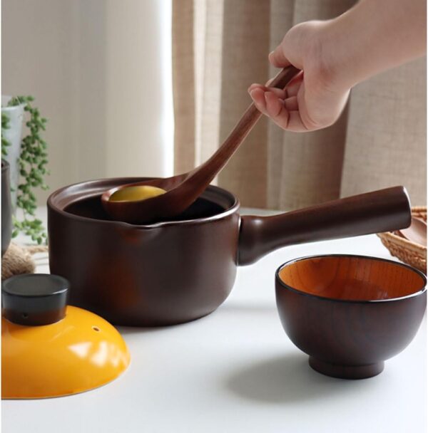 Stockpot Modern Ceramic Small Casserole Kitchen Handle Soup Pot with Lid Instant Noodle Pot Dormitory Multifunctional Small Pot Soup Pot - Image 9