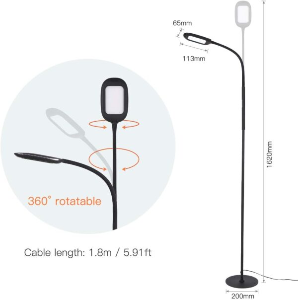Led Floor Lamp Remote & Touching Control 4 Colour Temperatures with Stepless Dimmable for Bedroom Living Room Office,Iron, Black - Image 10