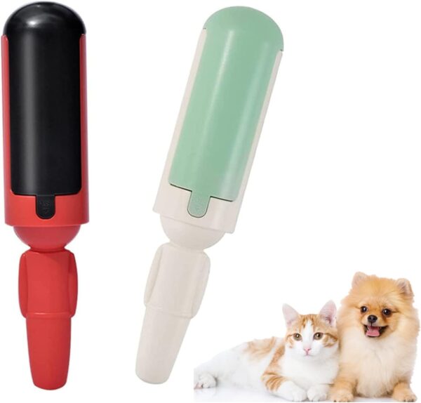 2Pcs Pet Hair Remover Roller, Reusable Cat And Dog Hair Remover Brush, Washable Lint Brush Pet Fur Remover Sticky Lint Rollers for Carpet Clothes Furniture Bedding Laundry Sofa (Red+Green) - Image 2