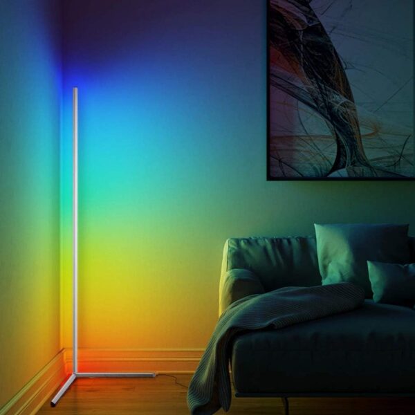 PenKee LED Floor Light, 20W Dimmable Floor Lamp with Remote Control, Standing Lamp Metal Tall Modern Wall Corner Floor Lights for Living Room, Bedroom, Kids Room Lighting,Black - Image 6