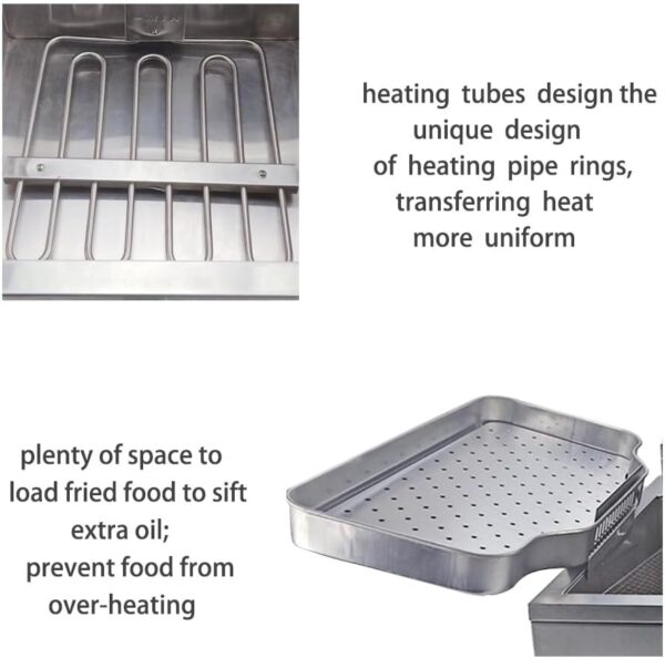 TAIMIKO 30L Electric Deep Fryer Fat Chip Fry Single Tank Commercial Stainless Steel Chip Fryer Countertop 3000W Oil Easy Clean French fries,50~200 ° C - Image 7