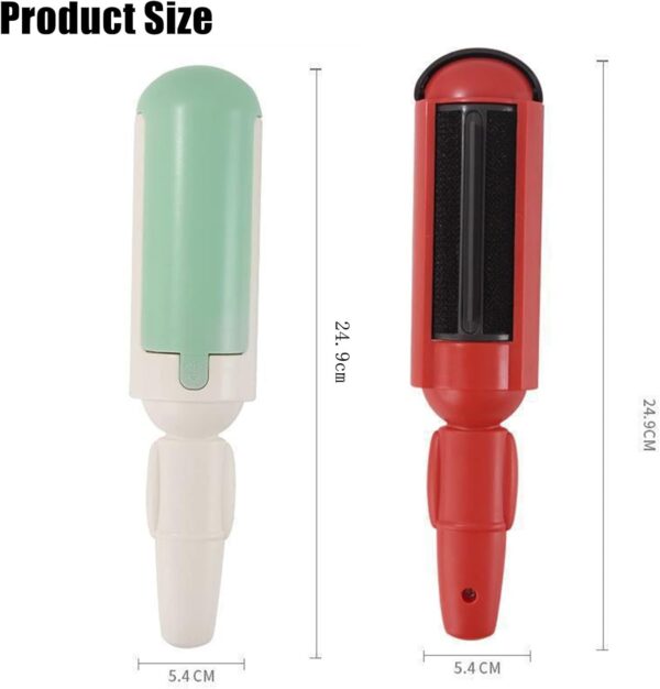 2Pcs Pet Hair Remover Roller, Reusable Cat And Dog Hair Remover Brush, Washable Lint Brush Pet Fur Remover Sticky Lint Rollers for Carpet Clothes Furniture Bedding Laundry Sofa (Red+Green) - Image 6