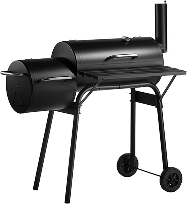 BWCKMTSC Charcoal Grill and Offset Smoker, Premium Outdoor Cooking Grill, BBQ Grill With Lid Cover, Lid Thermometer, Stand & Wheels, for Barbecue Outdoor Cooking Camping Hiking Picnic - Image 2