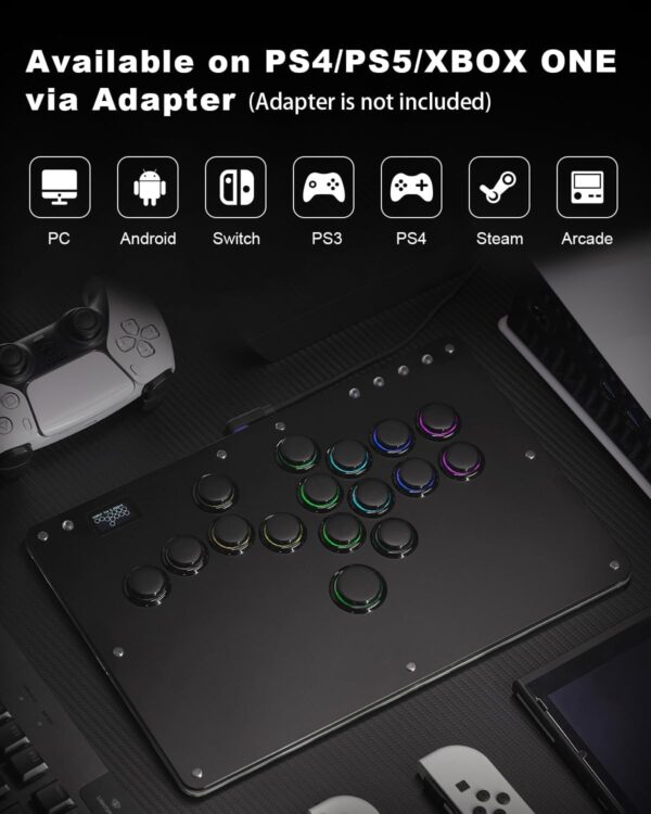 Leverless Controller Arcade Stick Haute42-Cosmox R16: Leverless Controller with Rims,Premium Black Leverless Controller with Crystal Low-Profile Switch for PC/PS4/Switch Game,Support Hot Swap & SOCD - Image 3