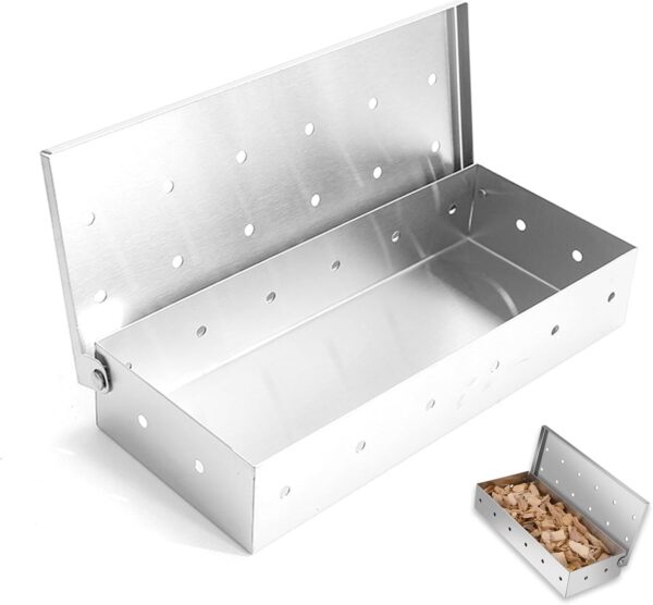 Xiciki BBQ Smoker Box for Wood Chips, Charcoal BBQ Grill Stainless Steel Accessories, Perfect for Camping BBQ, Enhances Flavor for Barbecues, Universal Fit for Gas, Electric and Charcoal Grilling. - Image 2