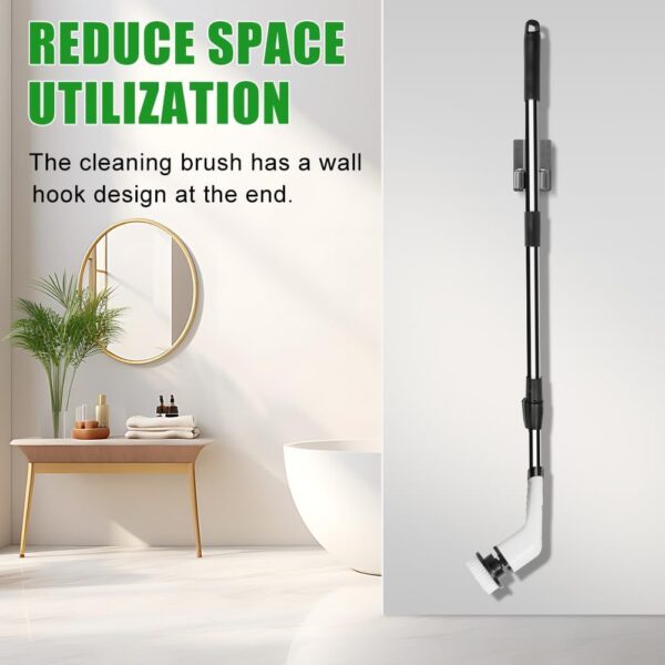 OSDUE Electric Spin Scrubber, Cordless ​Shower Cleaner with 7 Replacement Brushes, 400 RPM Electric Bathroom Cleaning Brush with Adjustable Extension Arm for Tile, Tub, Kitchen, Floor, Bathroom - Image 8