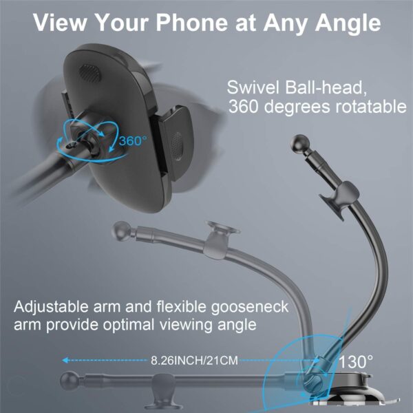 APPS2Car Car Phone Holder - Windshield Mount, Strong Suction, Compatible for 4.7-6.8" iPhone 14/13/12 Pro Max, Samsung S22+ - Image 9