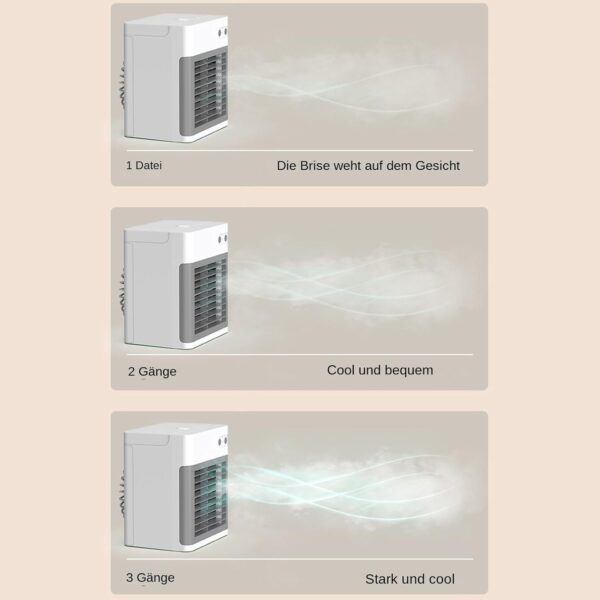 Rechargeable Evaporative Air Cooler - Portable Air Conditioner Fan, Wireless Air Cooling Fan, Colour LED Light with 3 Wind Speeds, 900 ml Water Tank, Personal AC Unit - Image 8