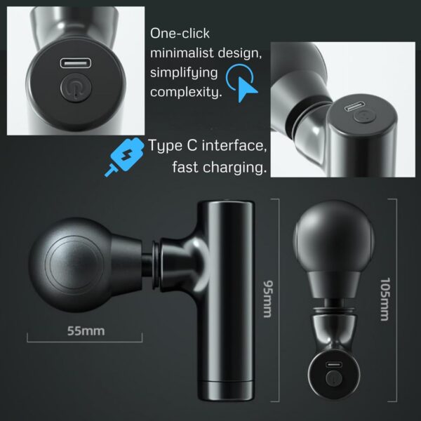 Mini Massage Gun Portable and Powerful - Travel-Friendly Pocket Size - 2700 RPM Motor - USB Rechargeable - Ideal for Office and On-The-Go - Targeting Neck Back Arm Leg - Muscle Recovery Stress Relief - Image 7