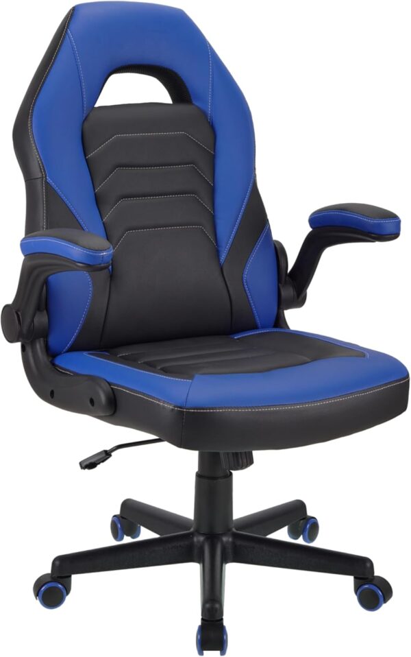 WangPangzi Gaming Chair Office desk chair,Adjustable Computer Chair PC Chairs Ergonomic High Back Office Racing Chair with Armrest,Swivel Leather Desk Chairs(Blue) - Image 2