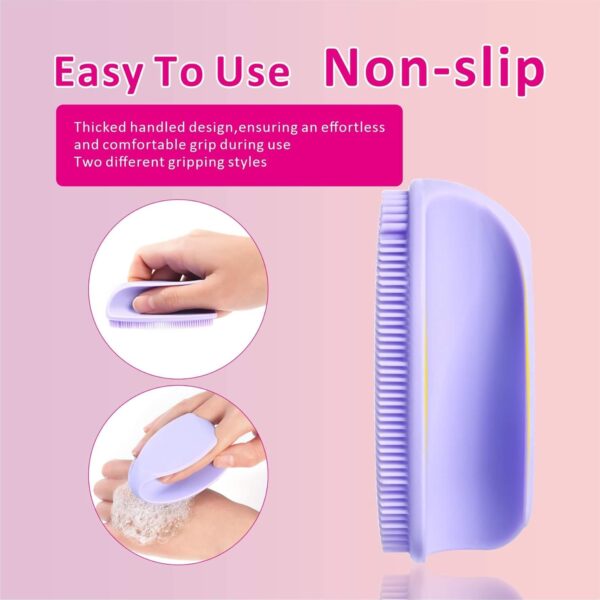 HieerBus Silicone Face Scrubber,Manual Exfoliating Brush,Handheld Facial Cleansing Brush for Women Men-Blackhead Removing Pore Cleansing Massaging for Sensitive, Delicate, Dry Skin (3rd-Pink+Purple) - Image 5
