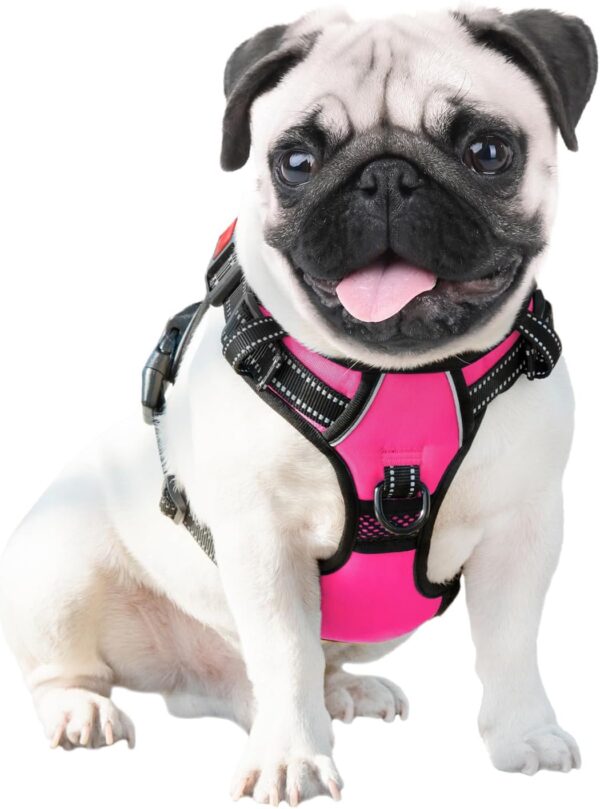 PHOEPET No Pull Dog Harness Medium Reflective Front Clip Vest with Handle,Adjustable 2 Metal Rings 3 Buckles,[Easy to Put on & Take Off](M, Pink) - Image 8