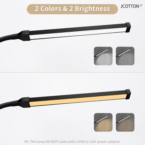 JCOTTON LED Floor Lamp for Office Bedroom, Adjustable Gooseneck Dimmable Standing Light, Reading Floor Lamp for Tattoo Sewing Craft, Lash Light for Eyelash Extensions - Image 4