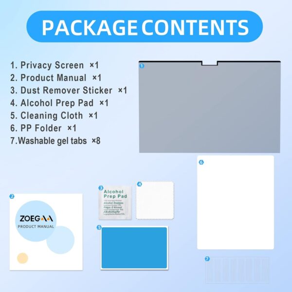 ZOEGAA Macbook Pro 16 Inch Privacy Screen(2021-2024, M1/M2/M3/M4), Magnetic Removable Anti Blue Light Macbook Pro 16 Privacy Screen With Webcam Cover for Apple Mac Pro 16.2 in (A2991/A2485/A2780) - Image 7