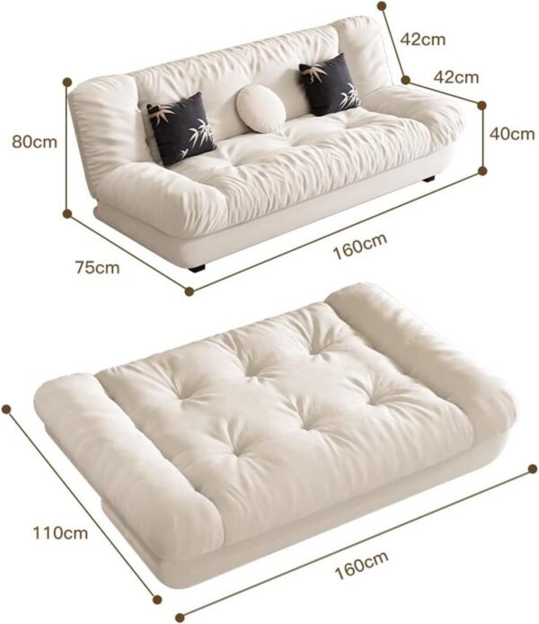 Convertible Futon Sofa Bed for Small Space, Adjustable Sleeper Sofa Tufted Loveseat Couch, Modern Loveseat Sofa Bed for Bedroom, Apartment, Office - Image 3