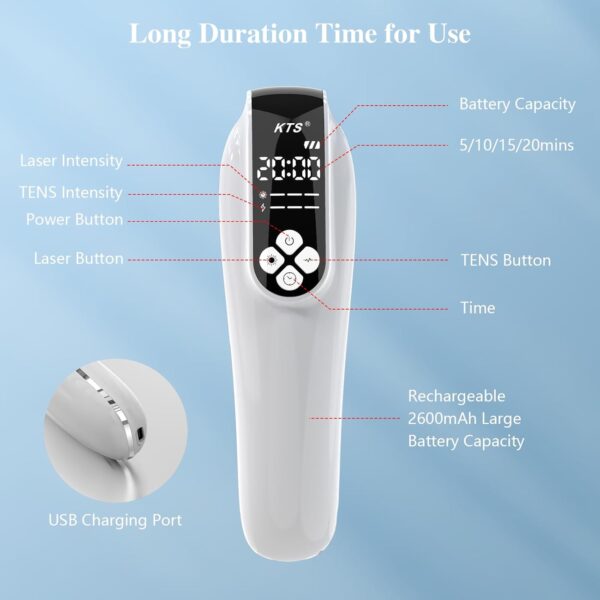 KTS Handheld Red Light Therapy Device for Pain Relief, 12 x 650nm&4 x 808nm Infrared Light Therapy, Portable Red Light Therapy for Joint Muscle Knee Back Shoulder Reliever with Goggles, White - Image 5