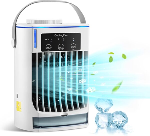Portable Air Conditioners, Personal Evaporative Air Cooler Fan, 3 Wind Speed USB Desktop Cooling Fan with 500ml Water Tank for Room Office - Image 2
