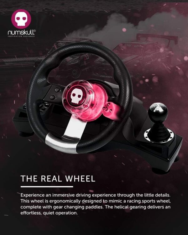 Numskull Next-Gen Pro Racing Wheel with Pedals and Shifter - Compatible with Xbox Series X|S, Xbox One, PS4, Nintendo Switch and PC - Realistic Steering Wheel Controller Accessory - Image 3