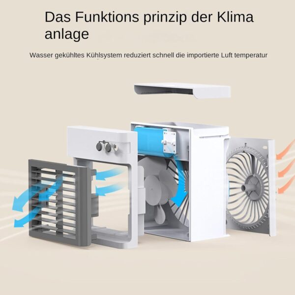 Rechargeable Evaporative Air Cooler - Portable Air Conditioner Fan, Wireless Air Cooling Fan, Colour LED Light with 3 Wind Speeds, 900 ml Water Tank, Personal AC Unit - Image 6