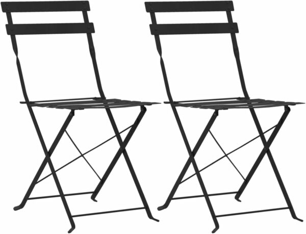 Homgoday 3-Piece Bistro Set Garden Furniture Set Chairs and Table Balcony Set Dining Set Garden Set for Garden Patio Yard Balcony Steel Black - Image 6