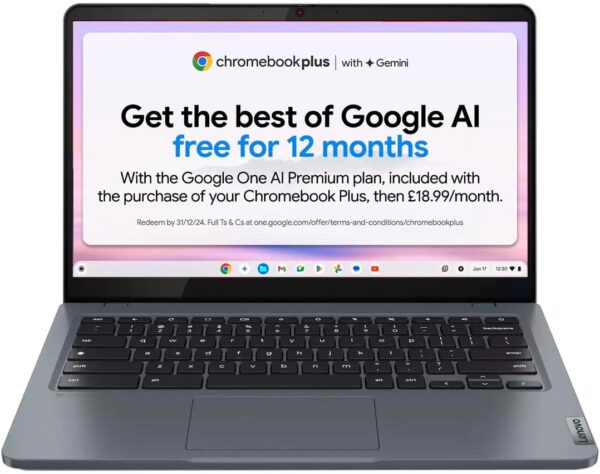 Lenovo IdeaPad Slim 3 Chromebook Plus | 14 Inch Full HD Laptop | Intel Core i3-N305 | 8GB RAM | 256GB SSD| Chrome OS | Storm Grey - Image 2