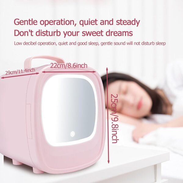 WhAeoy Refrigerator with Mirror, Beauty Refrigerator, Small And Portable + Noise Reduction And Mute + Smart Chip + Dual Use for Home And Car, Suitable for Makeup,A - Image 6