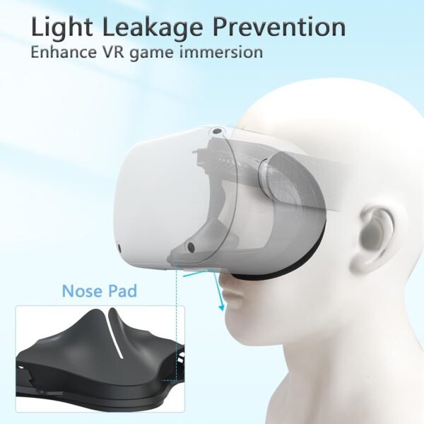 Compatible with Oculus Quest 2 Face Pad Replacement - VR Face Interface Bracket with Light Blocking Nose, VR Breathable Holes Leather Face Pad Cover Cushion Protective for Meta Quest 2 Accessories - Image 6
