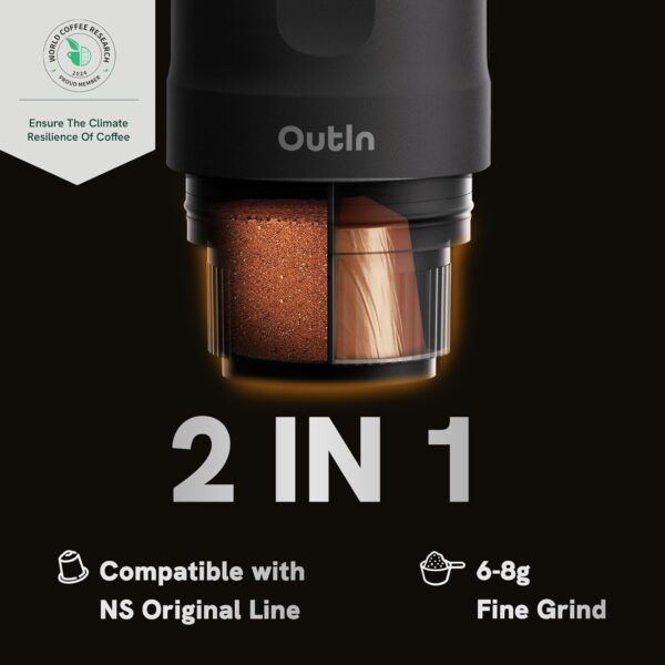OutIn Nano Portable Electric Espresso Machine, Travel Coffee Maker for Camping, Car Coffee Maker Self-Heating with USB-C, With Ground Coffee & NS Capsule for RV, Hiking, Office - Image 6
