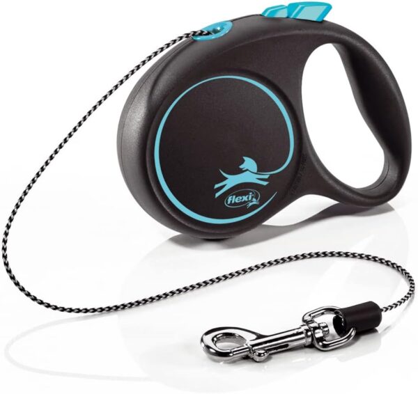 Flexi Black Design Cord Blue Extra Small 3m Retractable Dog Leash/Lead for dogs up to 8kgs/18lbs - Image 2