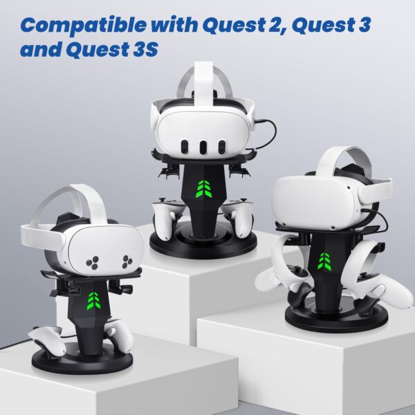 Lampelc Headset Charging Dock, VR Display Stand for Quest 3, Quest 3S, Quest 2, Rift, Rift S, Valve Index Headset, Controllers and VR Accessories, with LED Lights, Type C Charging Port - Image 7