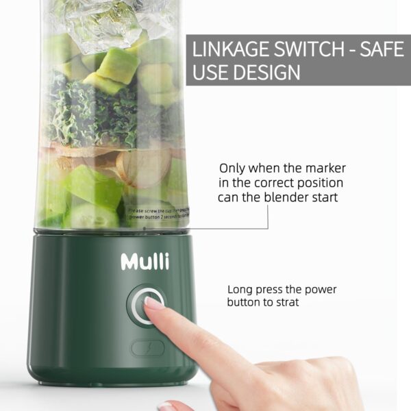 Mulli Portable Blender,Usb Personal Mixer for Smoothie and Shakes, Mini Blender with Six Blades for Food,Travel,Gym - Image 5