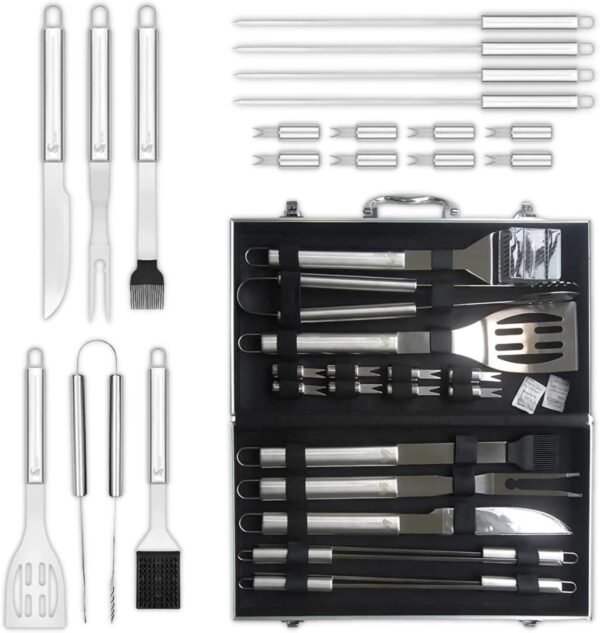 BBQ Tools Set - 18pcs Heavy Duty Stainless Steel BBQ Accessories - Outdoor Camping Accessories BBQ Tool Set with Storage Case - Complete BBQ Grill Utensil Set - Image 2