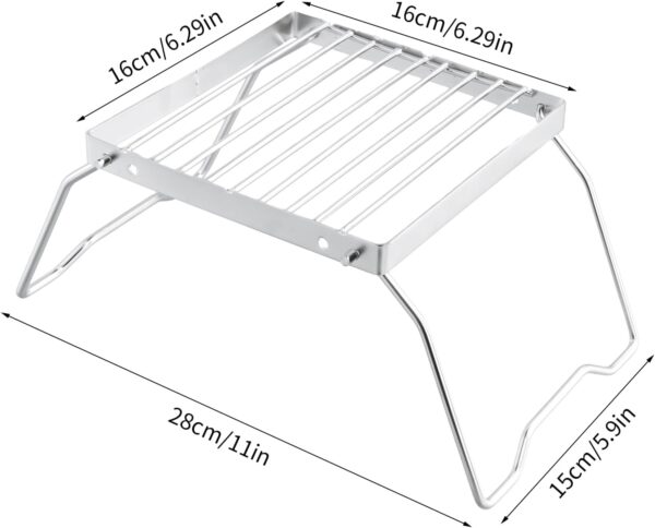 Folding Campfire Cooking Grill, Stainless Steel Foldable Stove Stand - Ultralight Charcoal Grate, Portable Grill Grid for Camping Hiking BBQ Fishing - Image 3