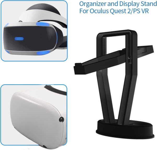Digicharge VR Headset Stand for Oculus Meta Quest 3S / Quest 3 / Quest 2 / PS VR Display Mount Station for Headset and Touch Controllers, VR Storage Holder Stand with Base for Controllers - Image 4