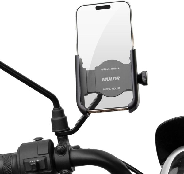 Mulor Motorbike Phone Holder Motorcycle Phone Mount on Rear View Mirror 360° Rotatable - Image 2