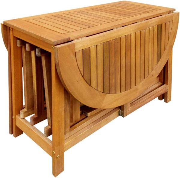 Tidyard 5 Piece Outdoor Folding Dining Set Chairs Stand and Table for Garden Patio Campsite Solid Acacia Wood - Image 6